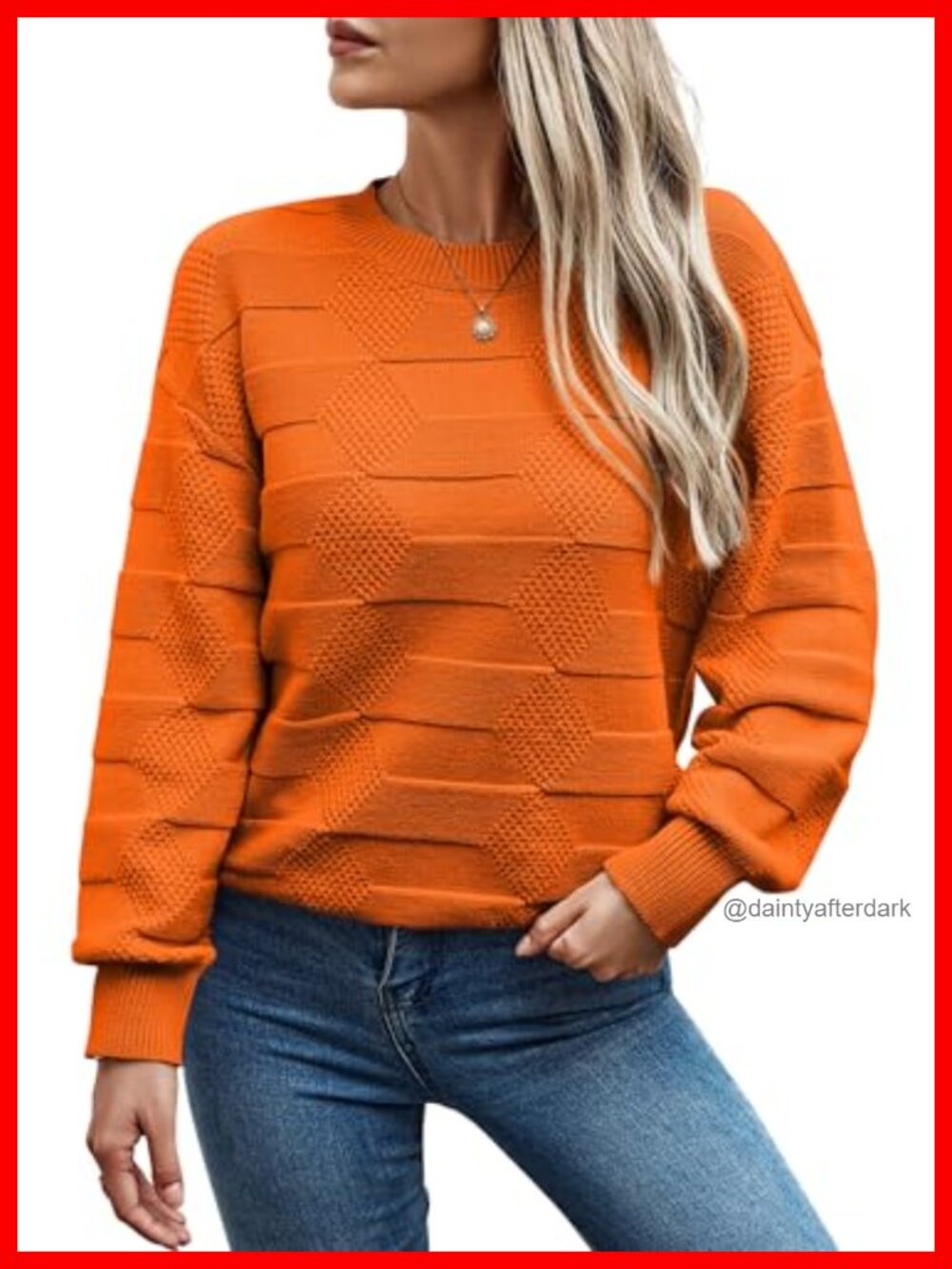 Oversized Checkered Knit Pullover Sweater Long Sleeve Crewneck Drop Shoulder